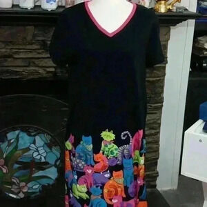 "NEEDY ME" Ladies SZ  S/M‎ Cat Club Nightgown 100% Cotton